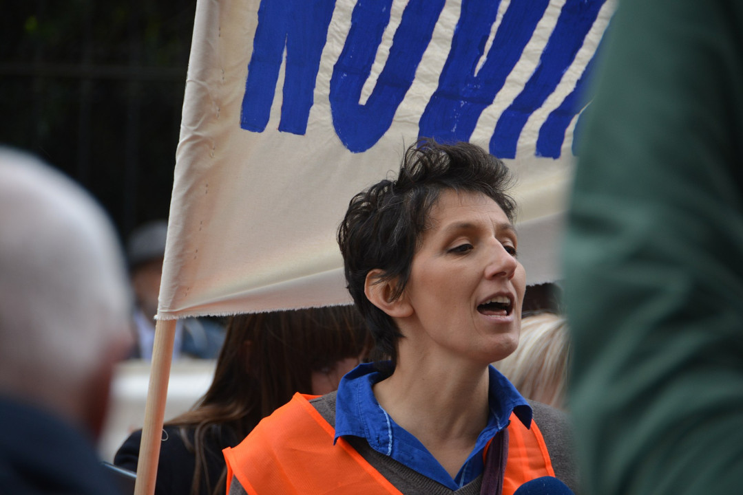 Maja Sever na protestu povodom Svetskog dana slobode medija u Zagrebu (2016). Foto: Branko Radovanović/CC BY-SA 4.0/Wikimedia Commons