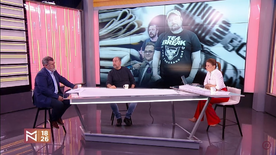 Draža Petrović i Veran  Matić u razgovoru sa Majom Nikolić (foto: snimak ekrana TV Nova)