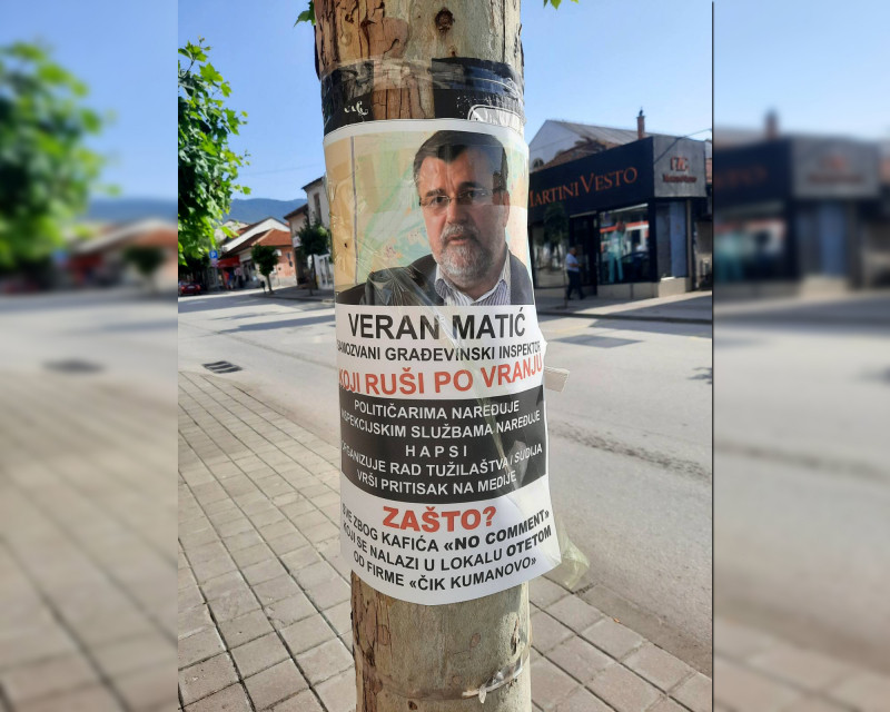 Plakati u Vranju koji vređaju Verana Matića (foto: OK radio)